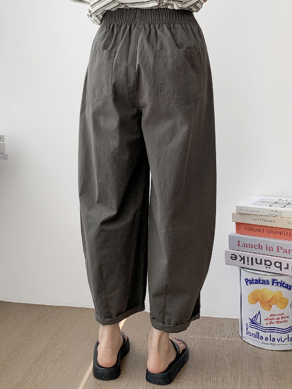 여름바지 키작녀바지 항아리 세미 배기 와이드팬츠 고무줄 팬츠 이미지 8