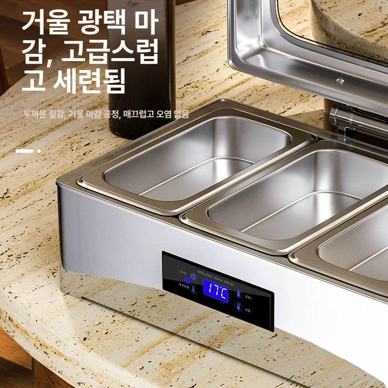 챠핑디쉬 전기워머 보온 식당 뷔페용 스토브 업소용 중탕기 사각 할로겐 레스토랑 - 상세 이미지 3