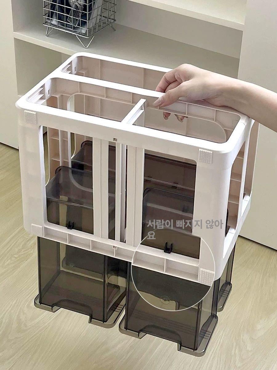 플라스틱 화장품 수납장 보관함 약장 탁상용 미니 화장대 보석함 서랍형 소형 투명 - 상세 이미지 5