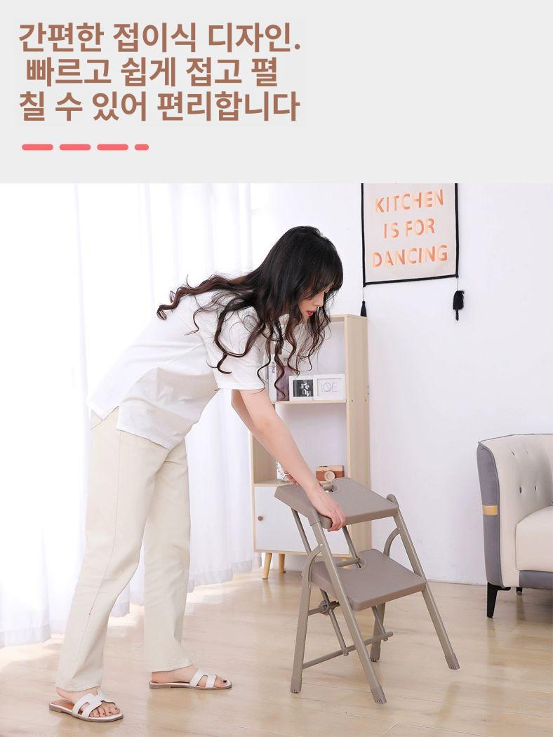 접이식 가정용사다리 철제 작업용 안전 이중 실내 계단식사다리 다용도 다락방 계단형 - 상세 이미지 4
