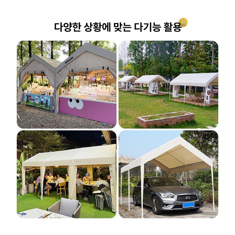 간이 천막 옥외 대형 야외 부스 막사 가제보 쉘터 차양 주차장 광고용 자외선 지퍼문 - 상세 이미지 5