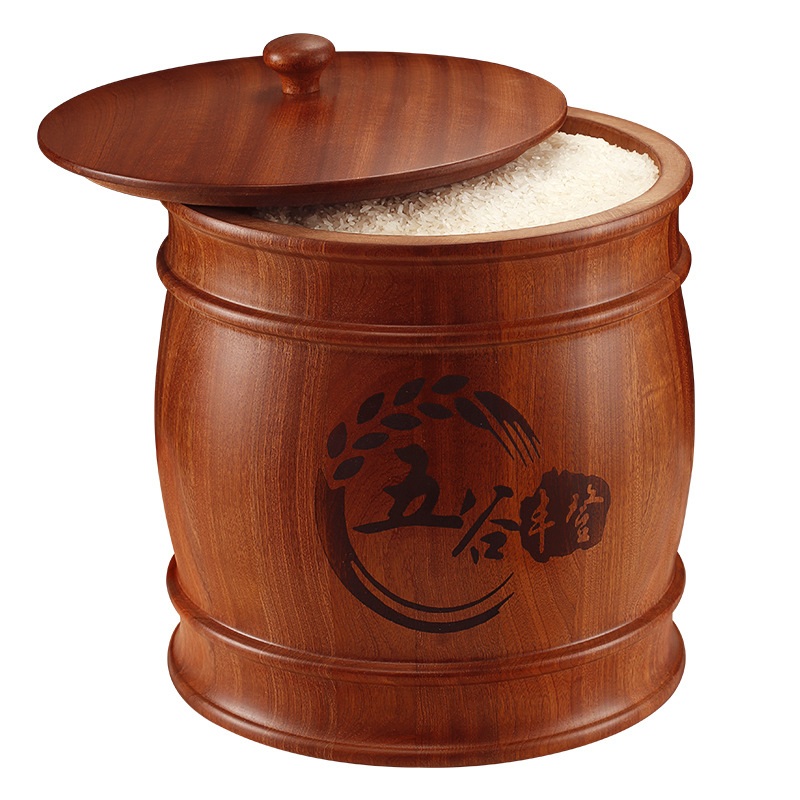 원목 쌀통 5kg 10kg 밀폐 쌀보관함 레트로 쌀보관통 잡곡통 5kg( 21.5x23.5cm) - 상세 이미지 4