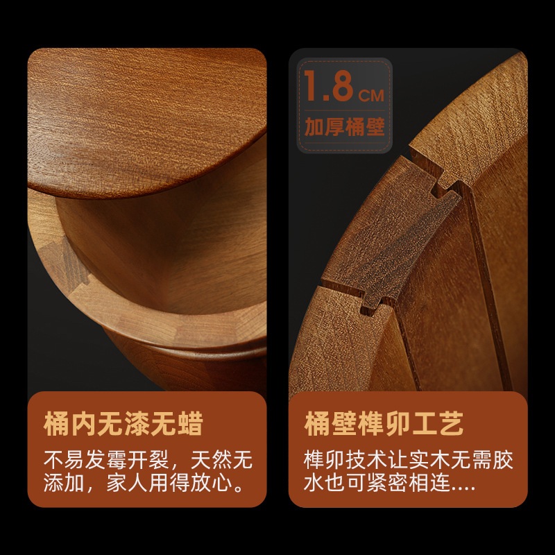 원목 쌀통 5kg 10kg 밀폐 쌀보관함 레트로 쌀보관통 잡곡통 5kg( 21.5x23.5cm) - 상세 이미지 2