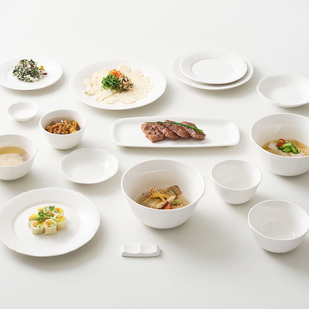 윤도자기 순백 화이트 국산 4인 그릇세트 27P 식기세트 - 상품 이미지