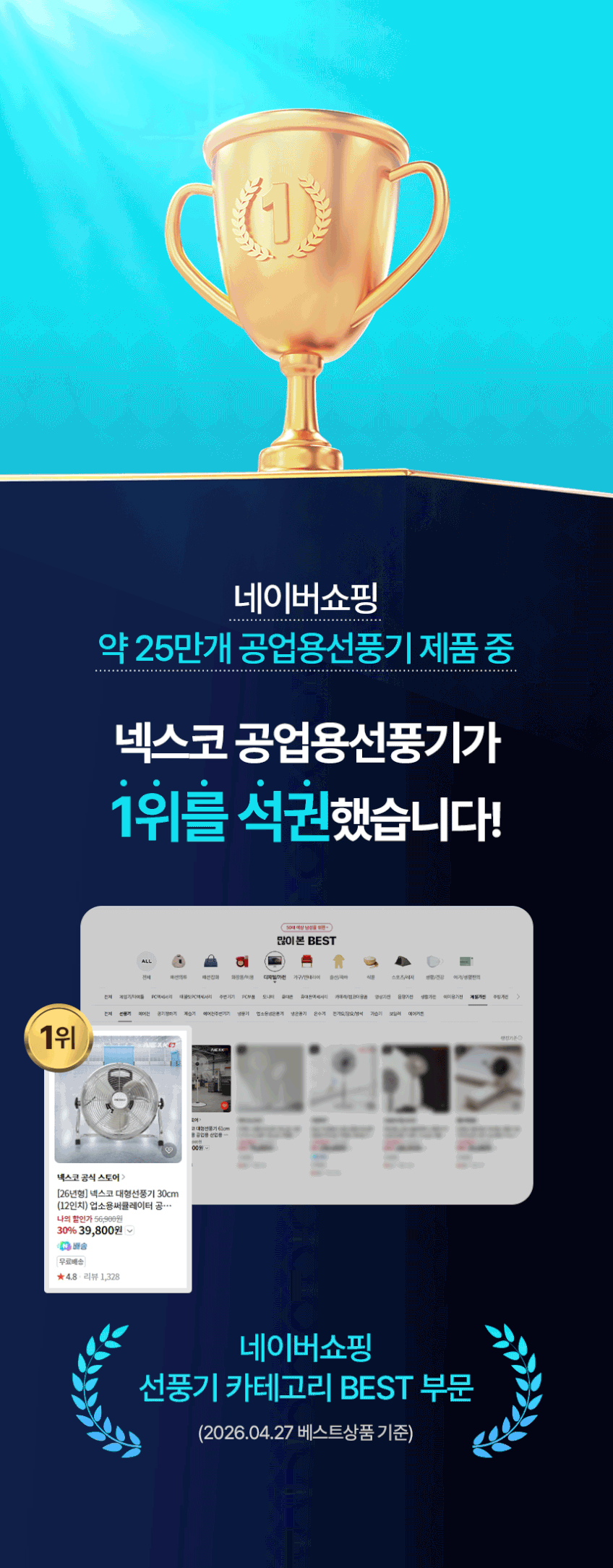 넥스코 40cm(16인치) 공업용선풍기 산업용 업소용 대형 앉은뱅이 써큘레이터 판매처 상세 정보 이미지 1