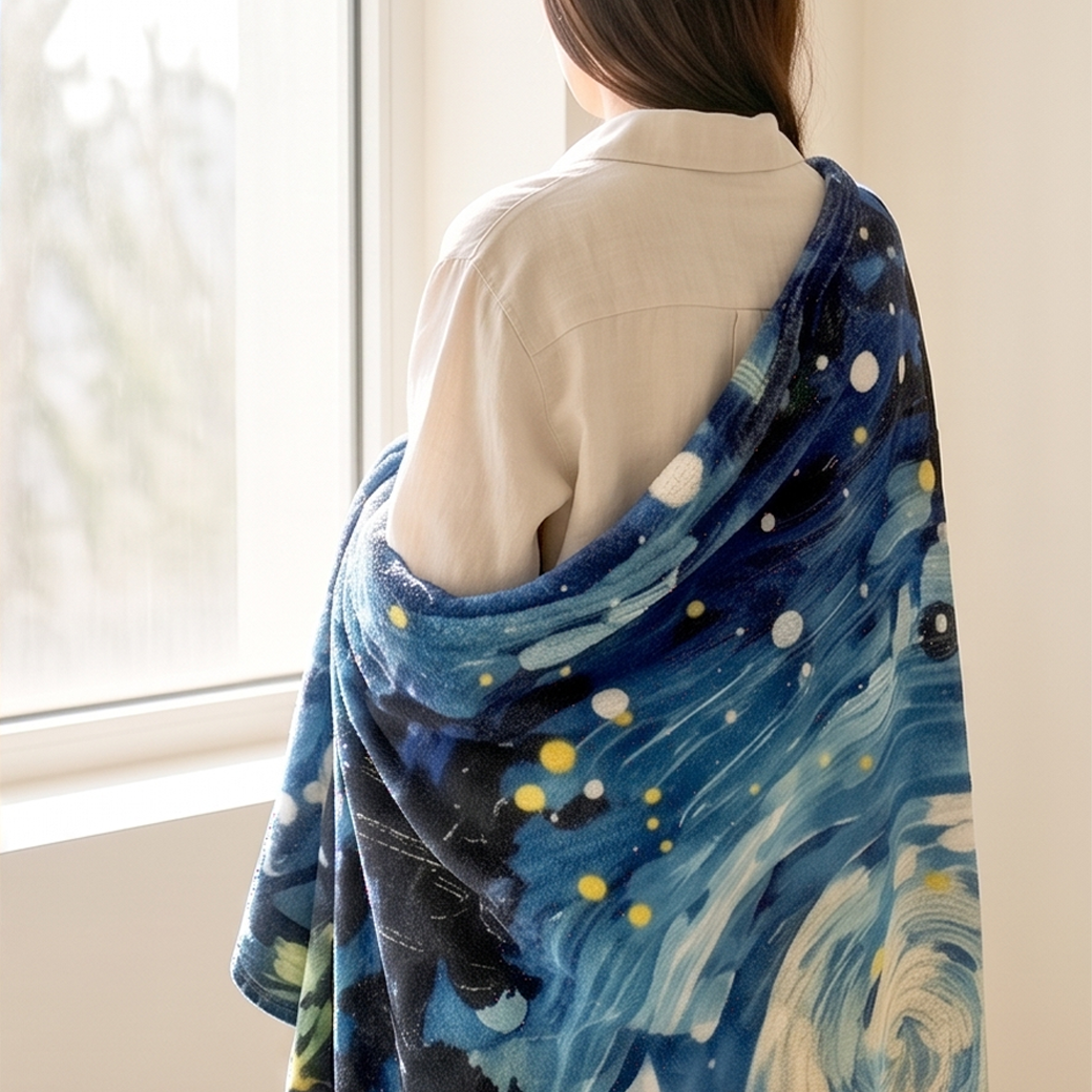 극세사 담요 사계절 여름 블랑켓 무릎담요 명화 쇼파 블랭킷 유화, 130x150cm - 상세 이미지 4