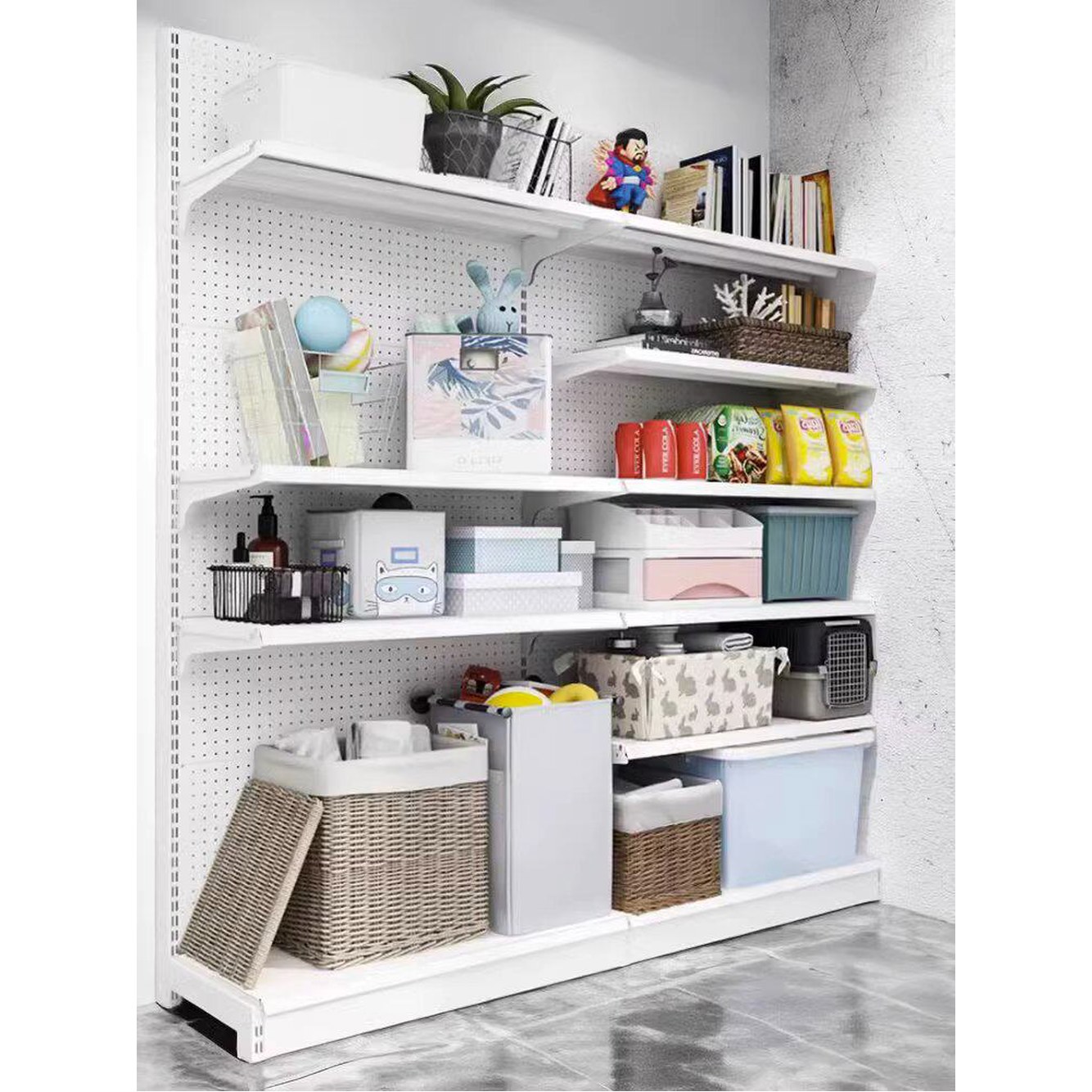 타공 선반 구멍 책상위 진열대 철제 우드타공판 블랙스크럽73x41x200cm서브랙 73X37X103 거치대 공구 보드 책상용 블랙스크럽73x41x200cm서브랙 - 상세 이미지 2