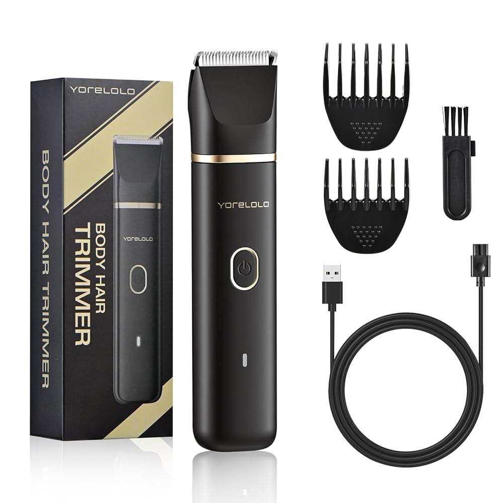 남성용 요렐롤로 맨스케이프 바디 헤어 트리머, 세라믹 블레이드가 장착된 방수 펍 USB 고속 충전 볼 면도기, 90분 면도, 이상적인 발렌타인 또는 생일 선물 - 상품 이미지