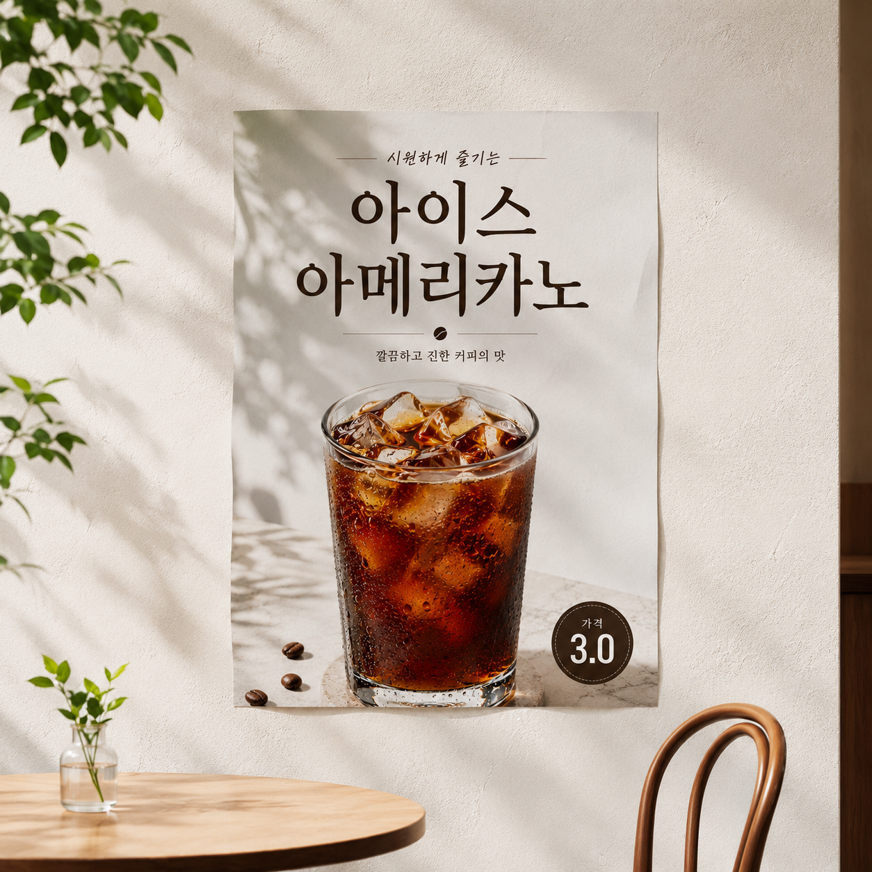 아이스 아메리카노 포스터 제작 메뉴 인쇄 디자인 카페 A 반광택 인화지 235g A3 - 상품 이미지