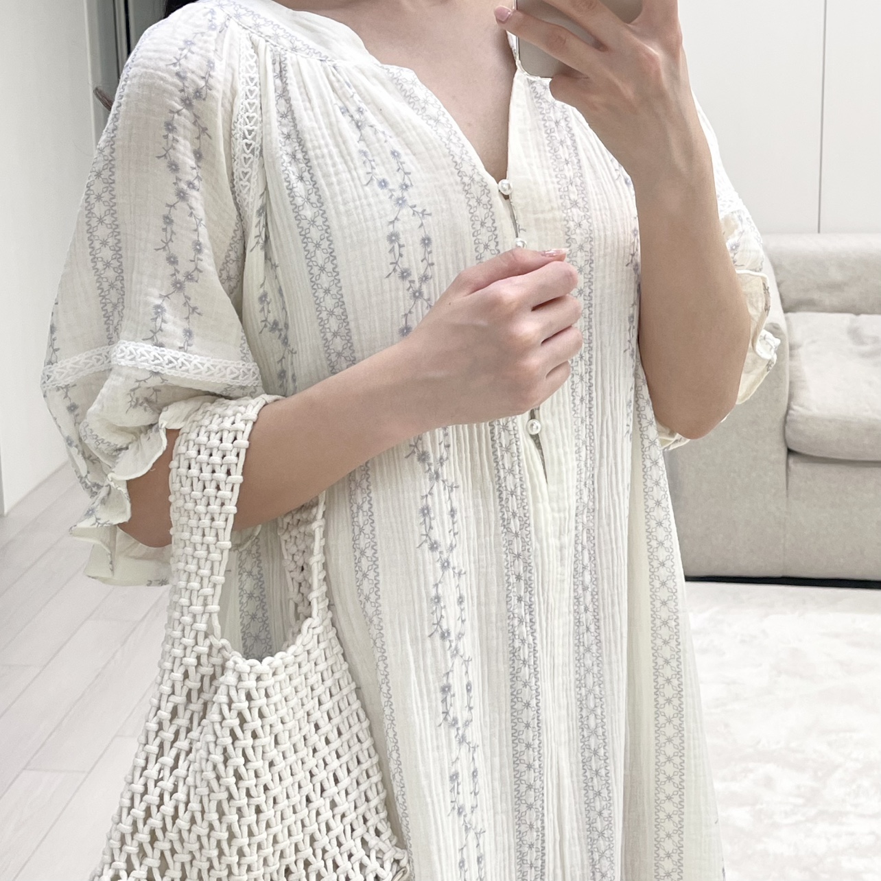 포근담 원피스잠옷 여름원피스 파자마 커플잠옷 반팔 시어서커 인견잠옷 임산부원피스 - 상세 이미지 3