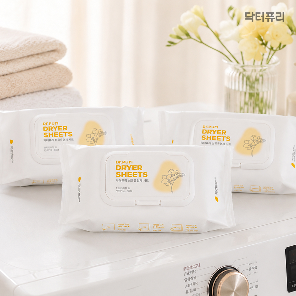 건조기용 섬유유연제시트 드라이시트 건조기시트 프리지아, 80매, 3개 - 메인 이미지