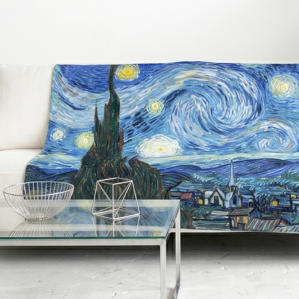 극세사 담요 사계절 여름 블랑켓 무릎담요 명화 쇼파 블랭킷 별이빛나는밤, 150x130cm - 상품 이미지