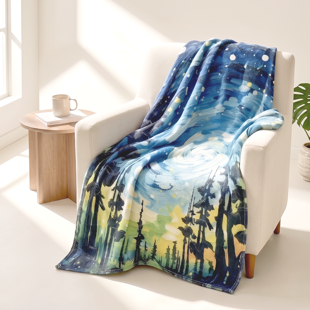 극세사 담요 사계절 여름 블랑켓 무릎담요 명화 쇼파 블랭킷 유화, 130x150cm - 상품 이미지