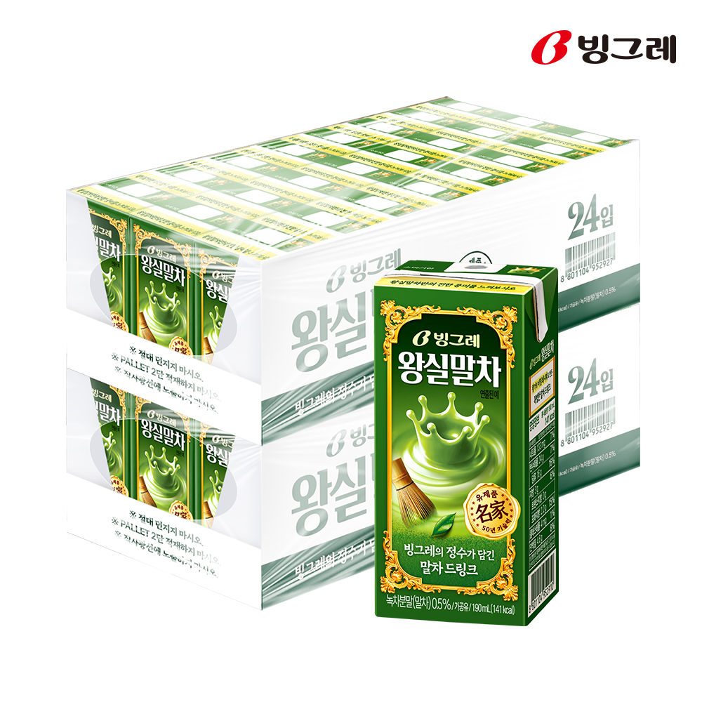 빙그레 왕실 드링크 말차, 190ml, 48개 - 상품 이미지