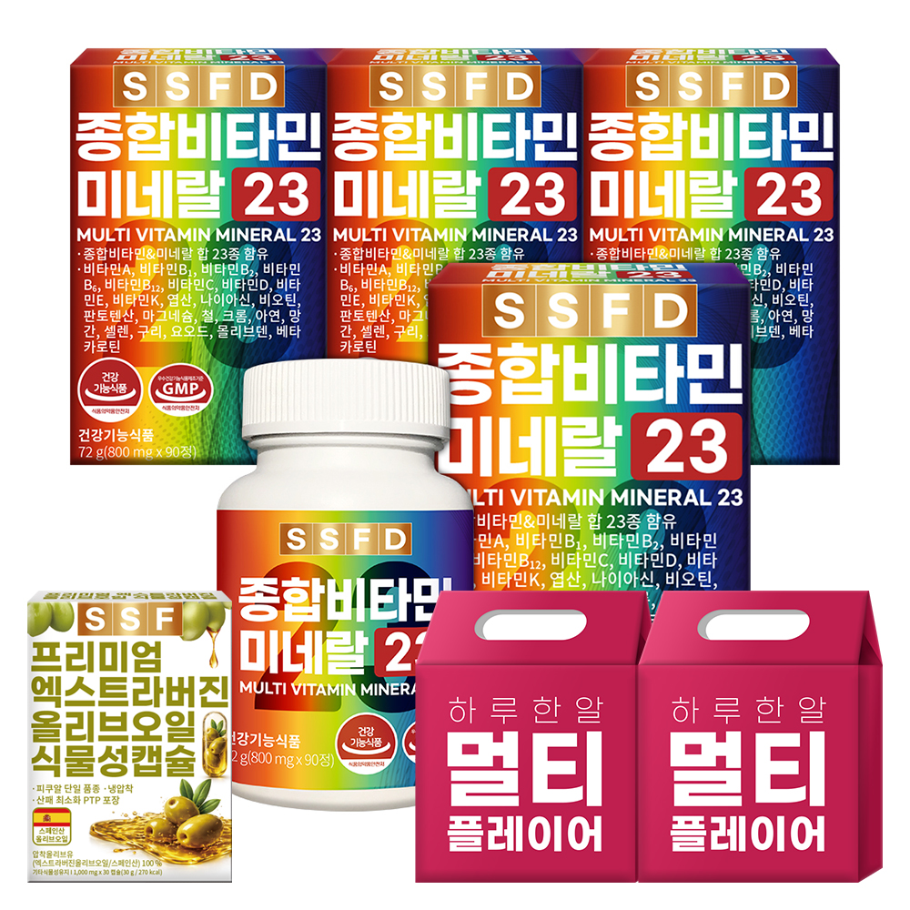 멀티 종합비타민 2+2박스(총 360정) 12개월분 미네랄23 판토텐산 비타민B12 비오틴 순수식품 - 상품 이미지