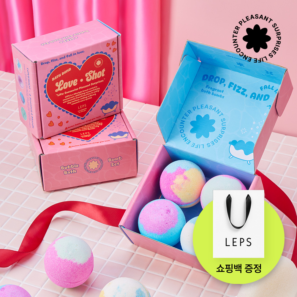 LEPS 렙스 선물세트 버블 배쓰밤 입욕제 140g 4종 러브샷 키트 - 상품 이미지