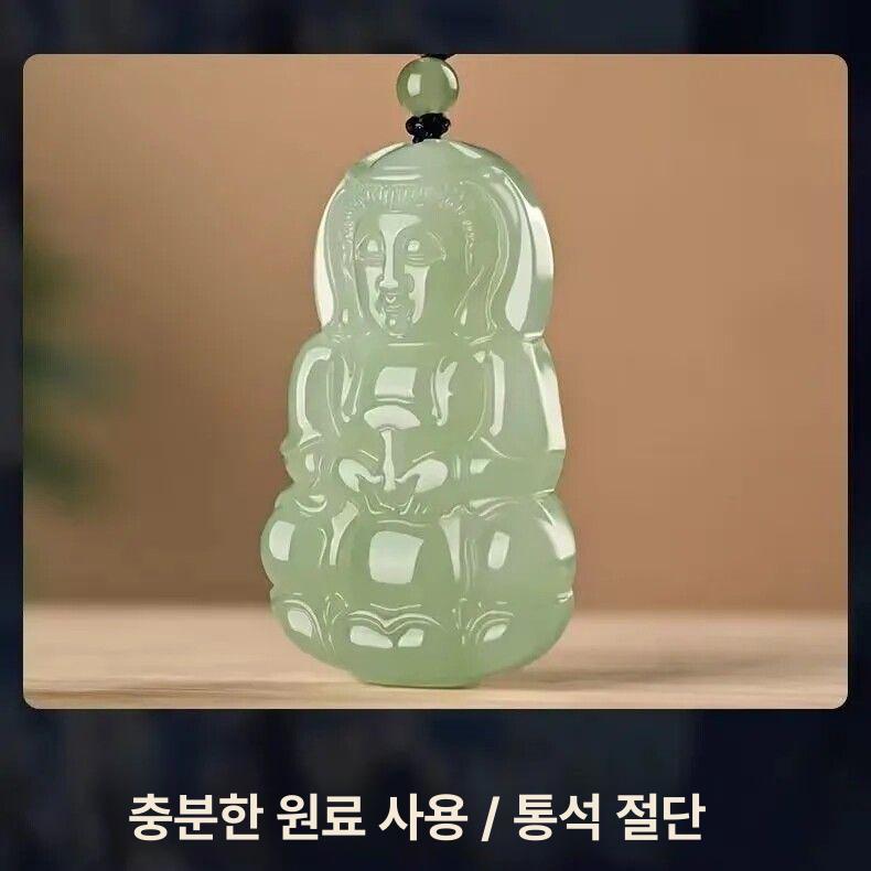 수호신 목걸이 원석 관음보살 행운 팬던트 장식 액세서리 화이트 전투용 용 관음 - 상세 이미지 4