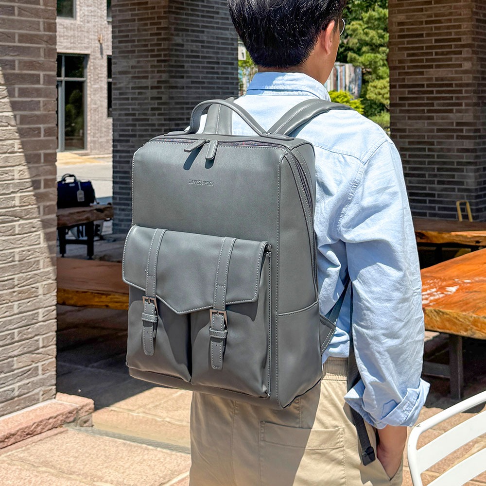 남자 대학생 백팩 직장인 여행 백팩 페이크 레더 여행배낭 가방 - 상품 이미지