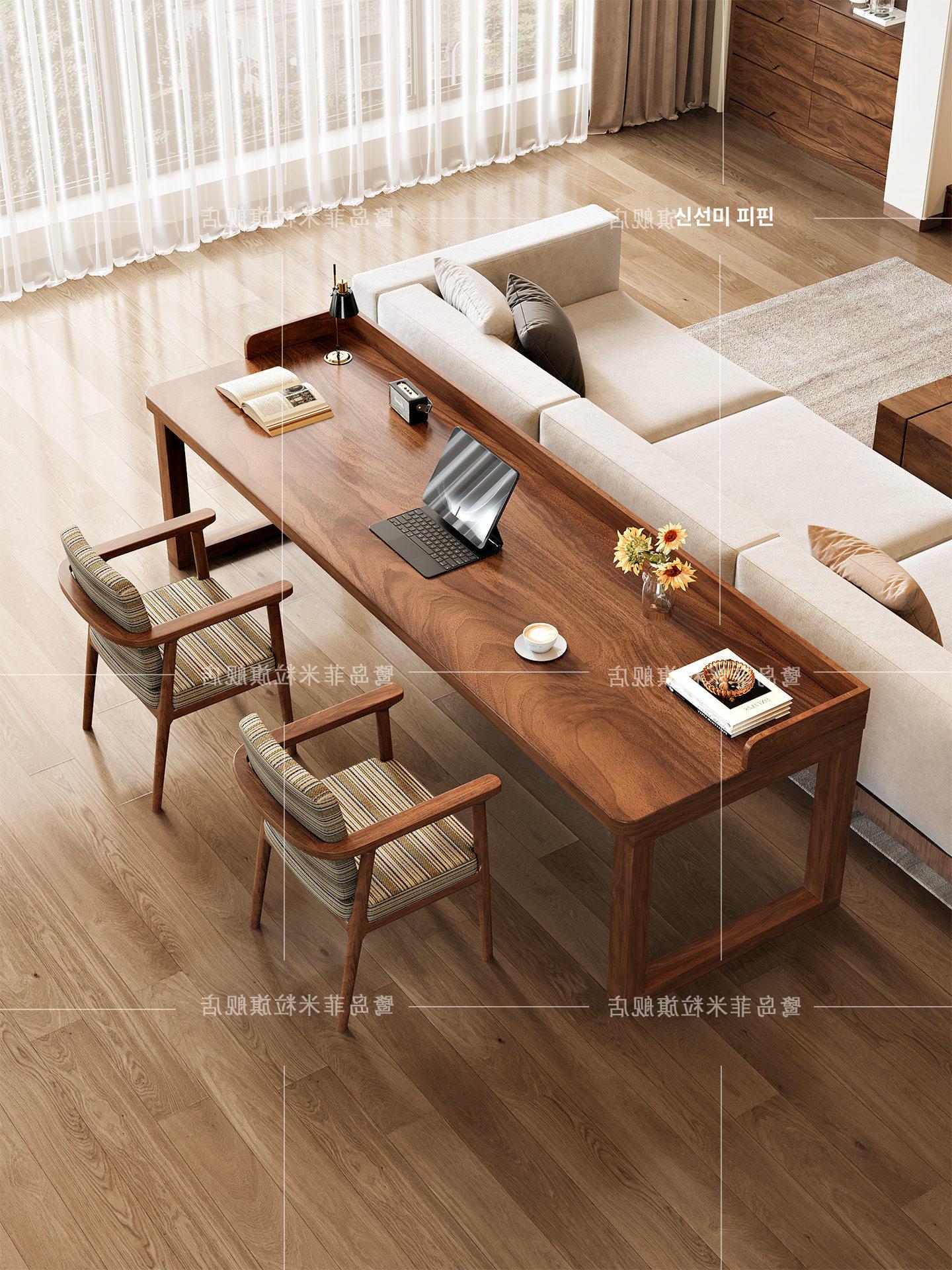 올렌토 거실서재화테이블 데스크 대형 책상 원목 단일 호두나무 120x50x75x4.5 cm - 상세 이미지 4