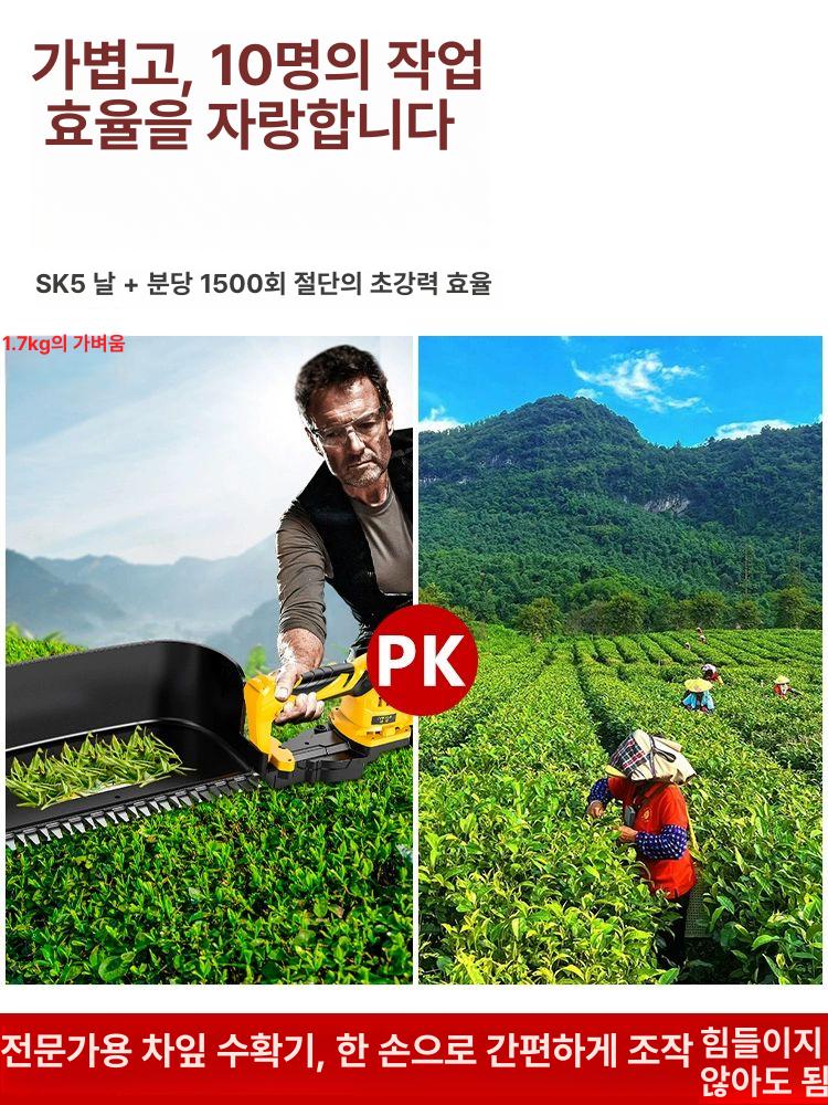 충전식 트리머 쑥잎 녹차잎 채집용 휴대용 수확기 브러시리스 24V 12A 리튬 약 7시간 차 - 상세 이미지 3