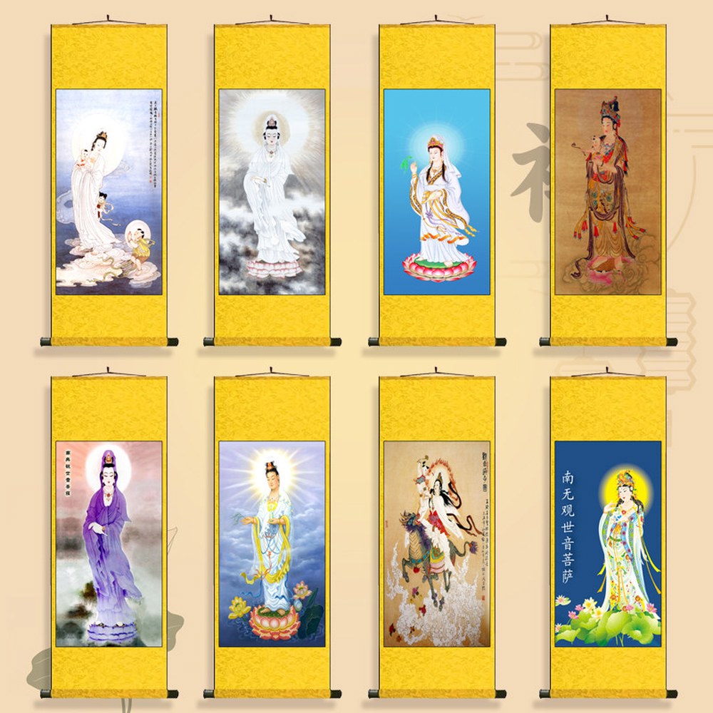 탱화 30CM 관음보살 족자 1 80 무속 실크화심실크화 음보살 대형 종교 선녀 법당그림 음보살 1 실크화심실크화 80 30CM - 상세 이미지 2