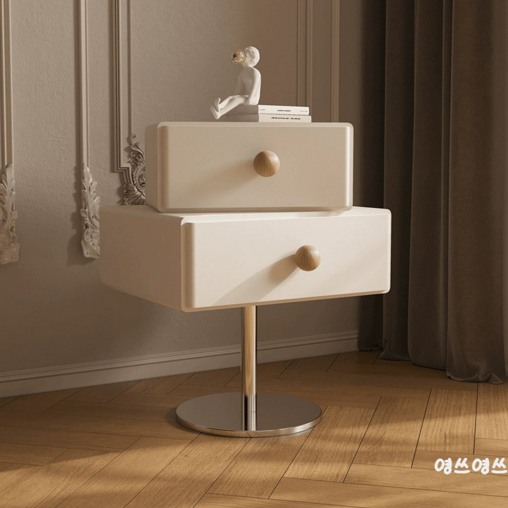 안방 소품 높이 장착 모듈 디자인 와이드 자작나무 침대서랍장 2단 협탁서랍장 순백 자체발 착지 보조협탁 필요 46 순백 착지 높이 46 자체발 장착 필요 - 상품 이미지