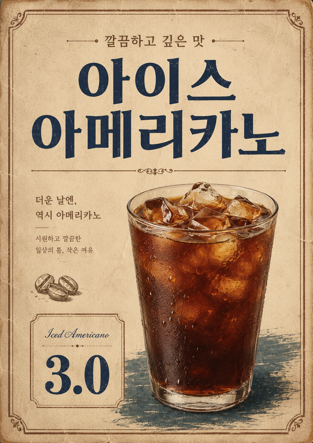 아이스 아메리카노 포스터 제작 메뉴 인쇄 디자인 카페 I 반광택 인화지 235g A3 - 상세 이미지 2