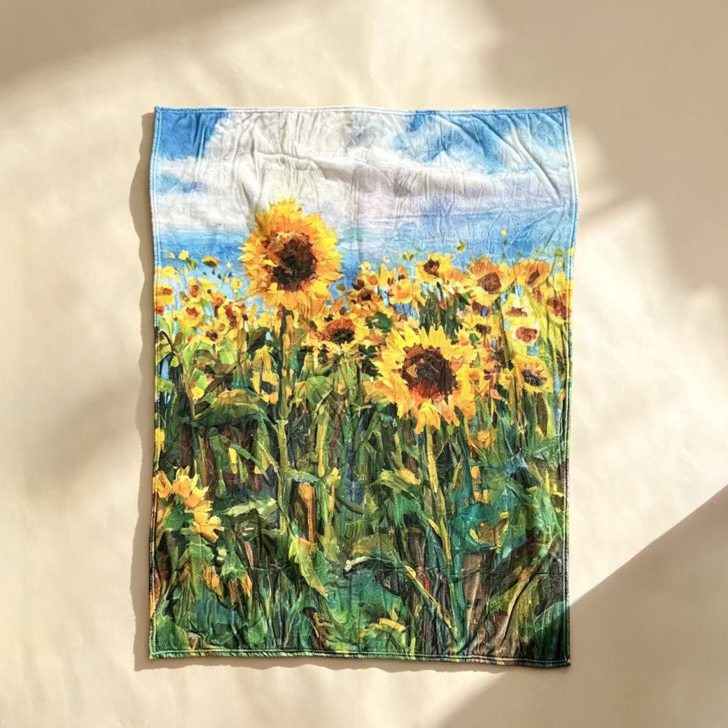 극세사 담요 사계절 여름 블랑켓 무릎담요 명화 쇼파 블랭킷 해바라기, 130x150cm 이미지 7