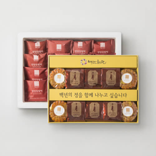 백년화편 밥알 찹쌀떡 약과홍삼 선물세트 부직포백 포장 부모님 어르신 명절 답례품