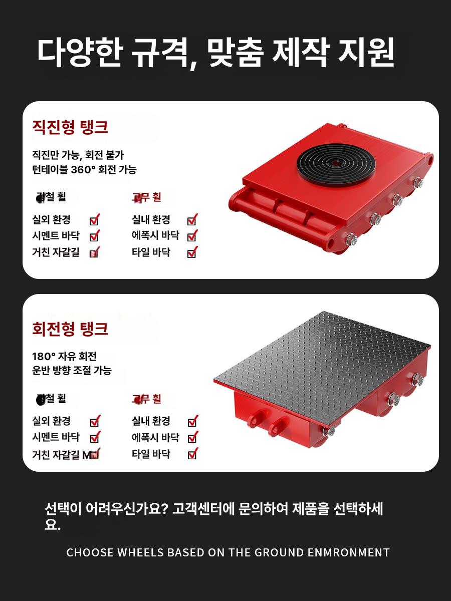 도비 대차 중량물 운반 롤러 기계 이동 운반구 탱크 직진 18t 고무 - 상세 이미지 5