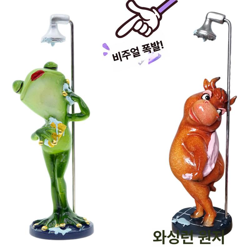 요가하는 개구리 장식품 연못 레트로 변기 위의 외로운 - 상세 이미지 5