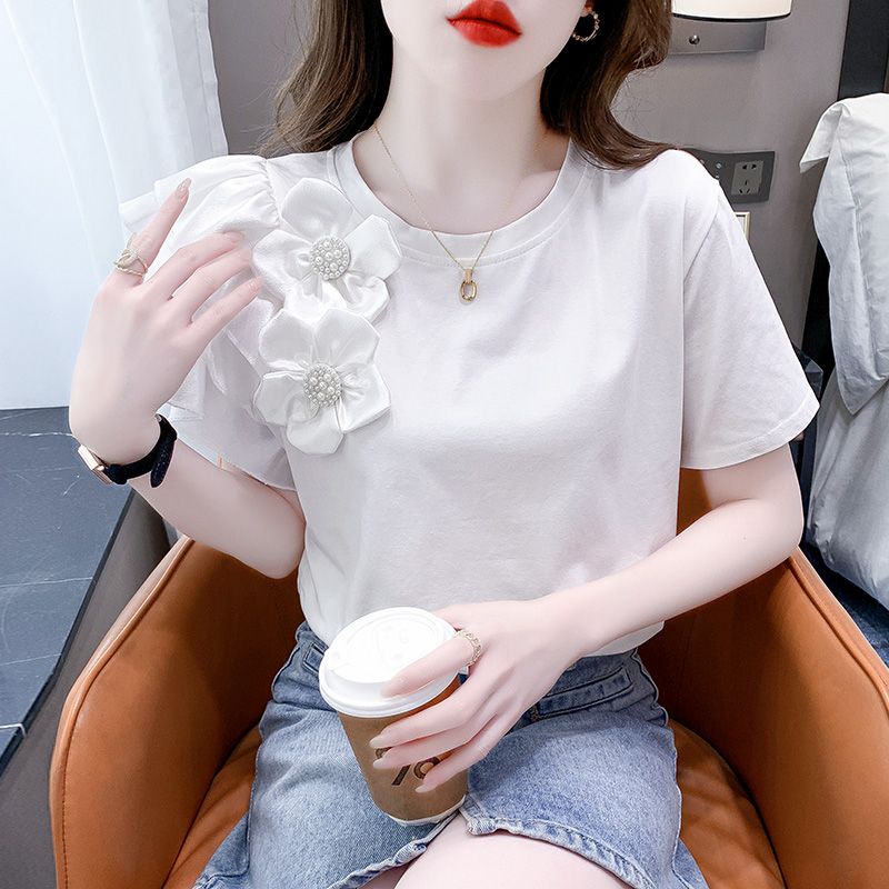 반팔 흰남방 시스루 블라우스 셔링 퍼프 티블라우스 셔츠 여성 여름 레이스 긴팔 루즈핏 타이 - 상세 이미지 5