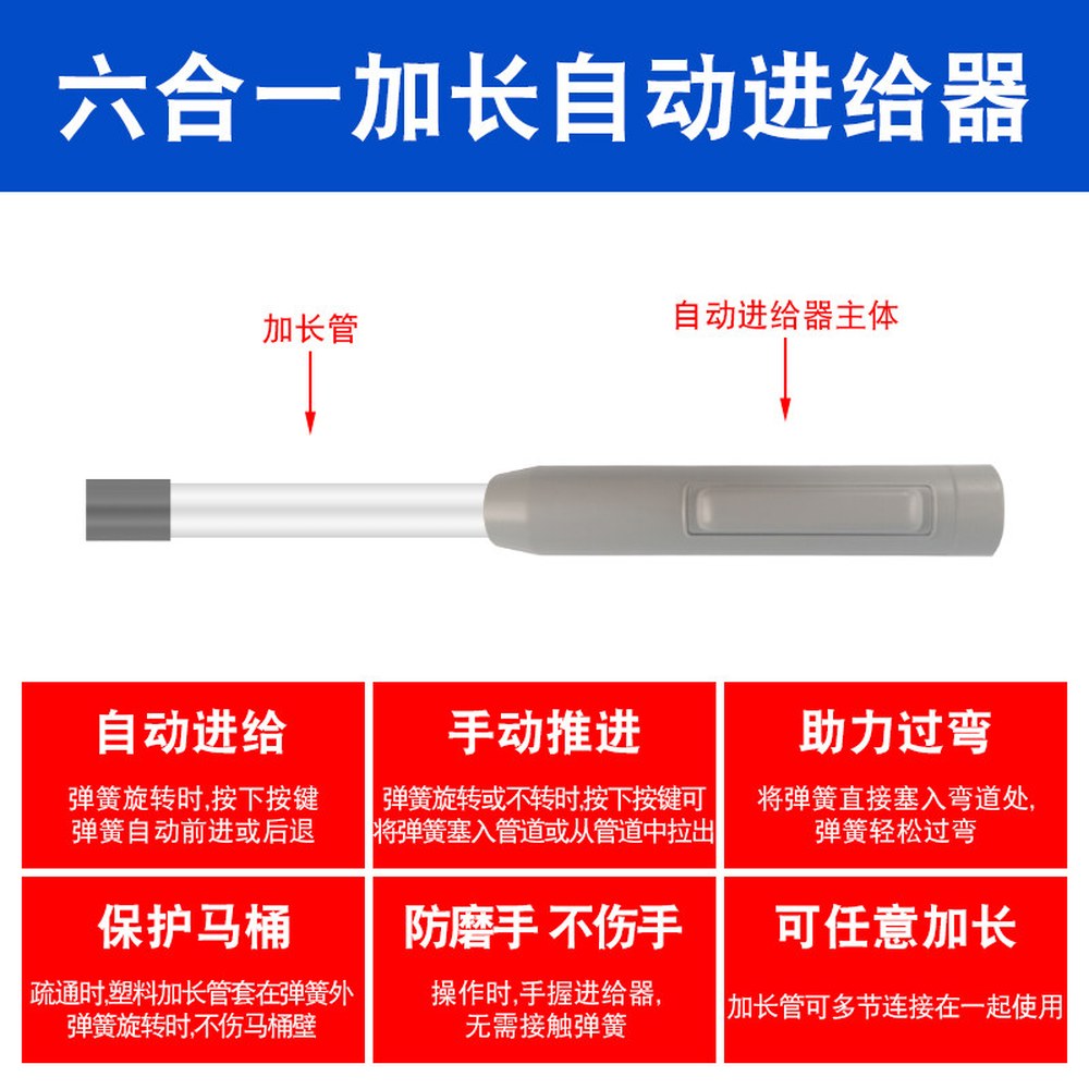 전기드릴미 x자동피더 뚫어뻥 와이어 부품 변기 청소 배관 막힘 스프링 하수관 초연장16m밀스프링 1 9미터 스프링 자동 공급기 2미터 가는 스 - 상세 이미지 3