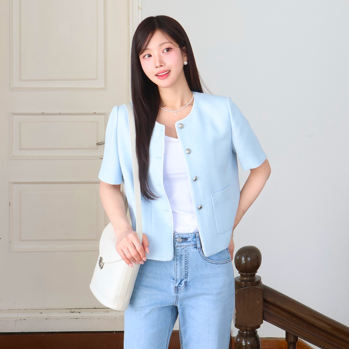 [N배송] 로엠 올데이 칼라리스 트위드 반팔 자켓 RMJKG25R99 이미지 2