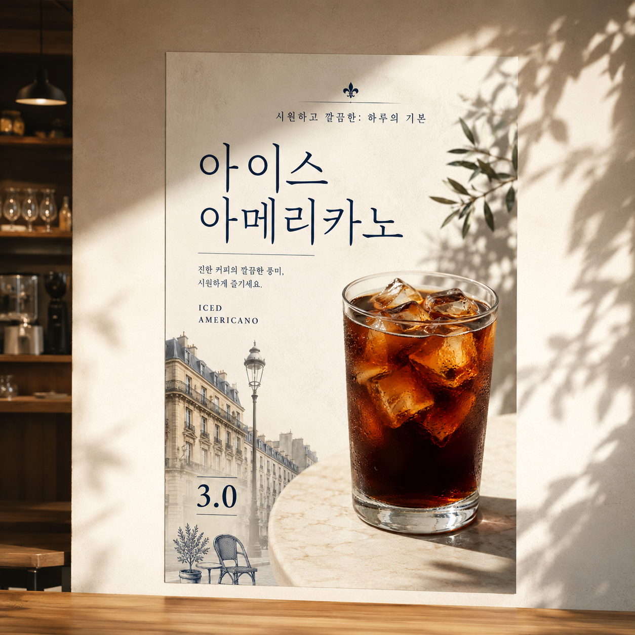 아이스 아메리카노 포스터 제작 메뉴 인쇄 디자인 카페 J 반광택 인화지 235g A3 - 상품 이미지