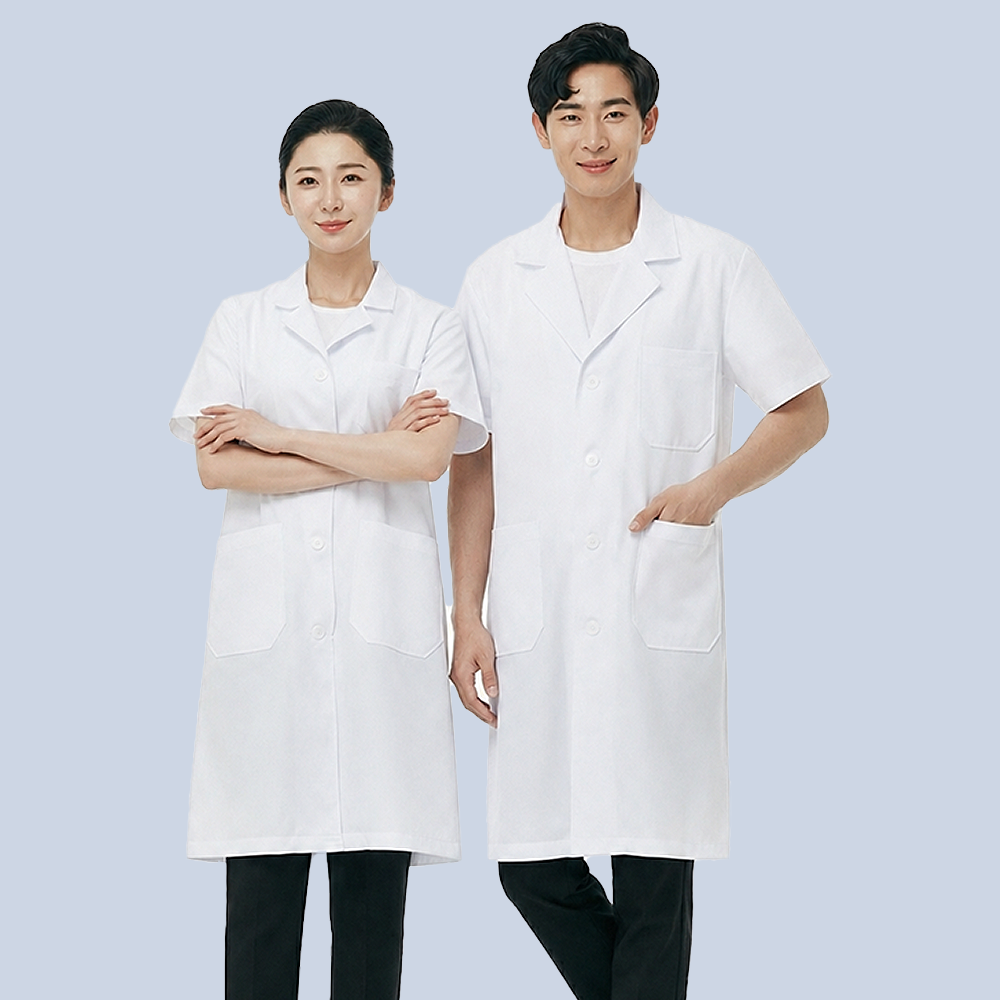 시원한 경량얇은 여름 폴리반팔 의사 약사 영양사 실험실가운 - 상세 이미지 3