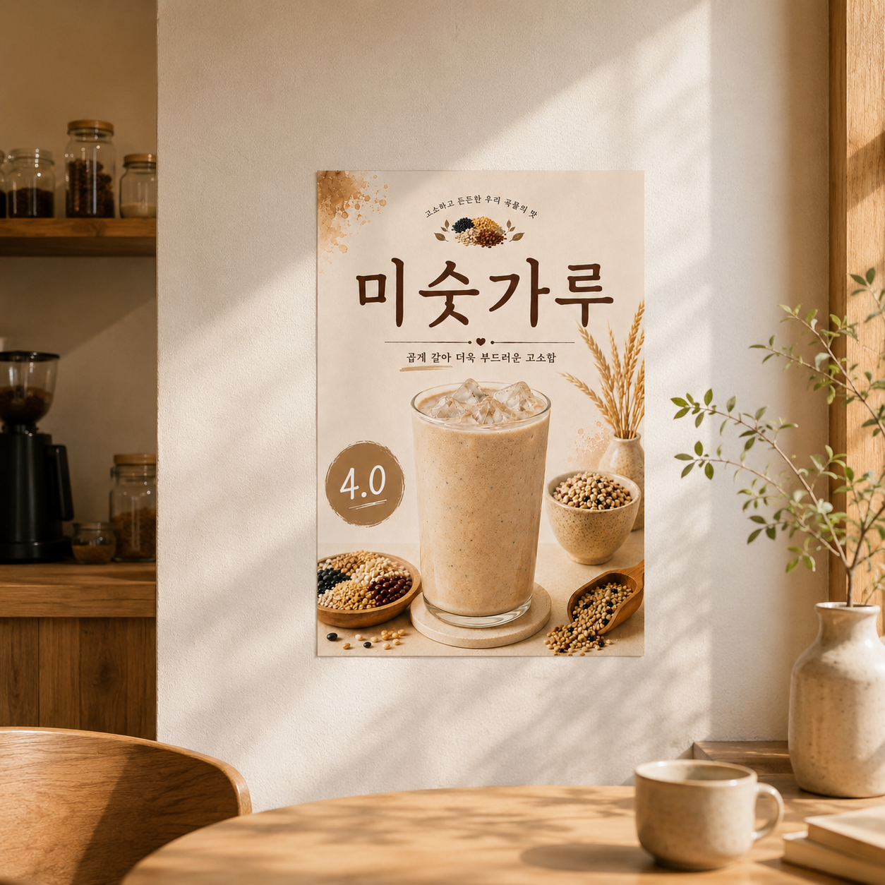 미숫가루 포스터 제작 메뉴 인쇄 디자인 카페 반광택 인화지 235g A3 - 상품 이미지