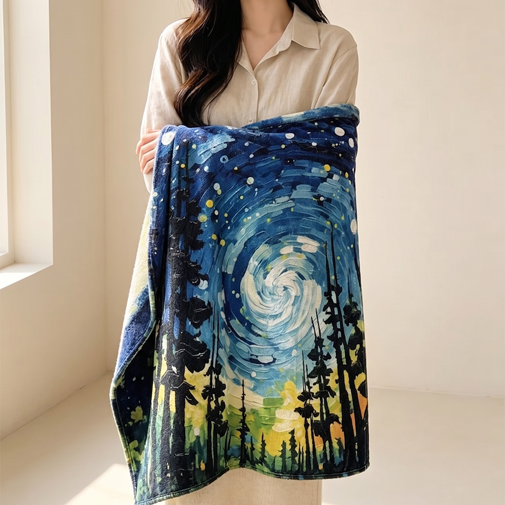 극세사 담요 사계절 여름 블랑켓 무릎담요 명화 쇼파 블랭킷 유화, 130x150cm - 상세 이미지 5