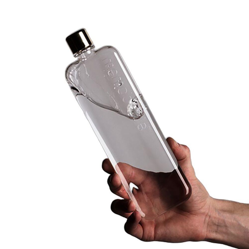 한다 750ml 플라스틱 유리가 가방 메모보틀 야 납작병 반드시 A7 보관 므로 똑똑히 얇은 수지병은 가방에 워터 휴대용 A7물병 실버메탈커버 180ml - 상품 이미지