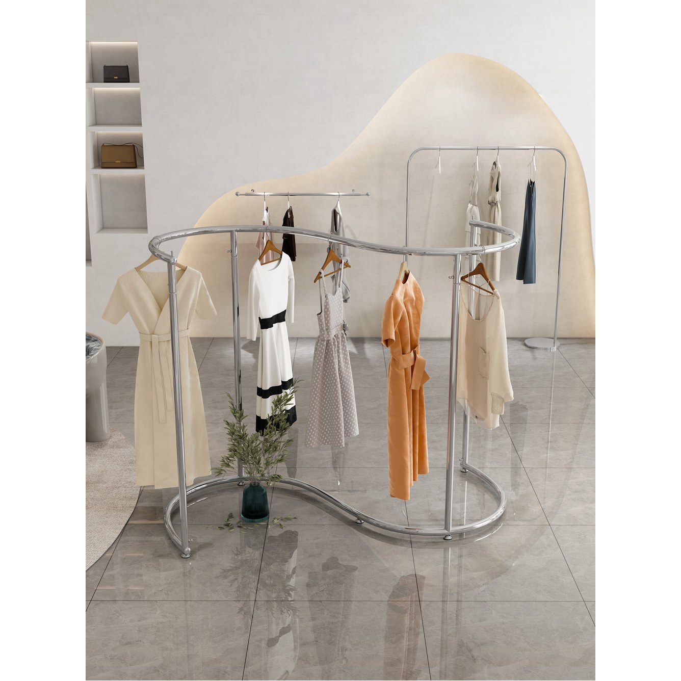 행거 양면 매장 회전식 디피 높은 플로어 옷가게 150 다용도 길이120cmx높이135cm 120x28x160cm 길이120cmx높이135cm - 상세 이미지 3