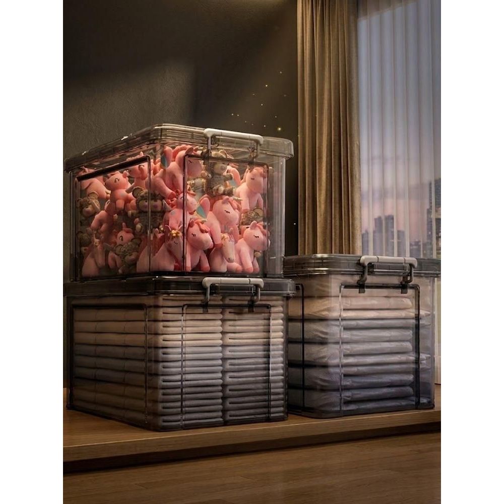투명수납함 의류정리 리빙박스 대형수납함 소형 280 x198x146mm 업그레이드 및 두껍게 - 상품 이미지