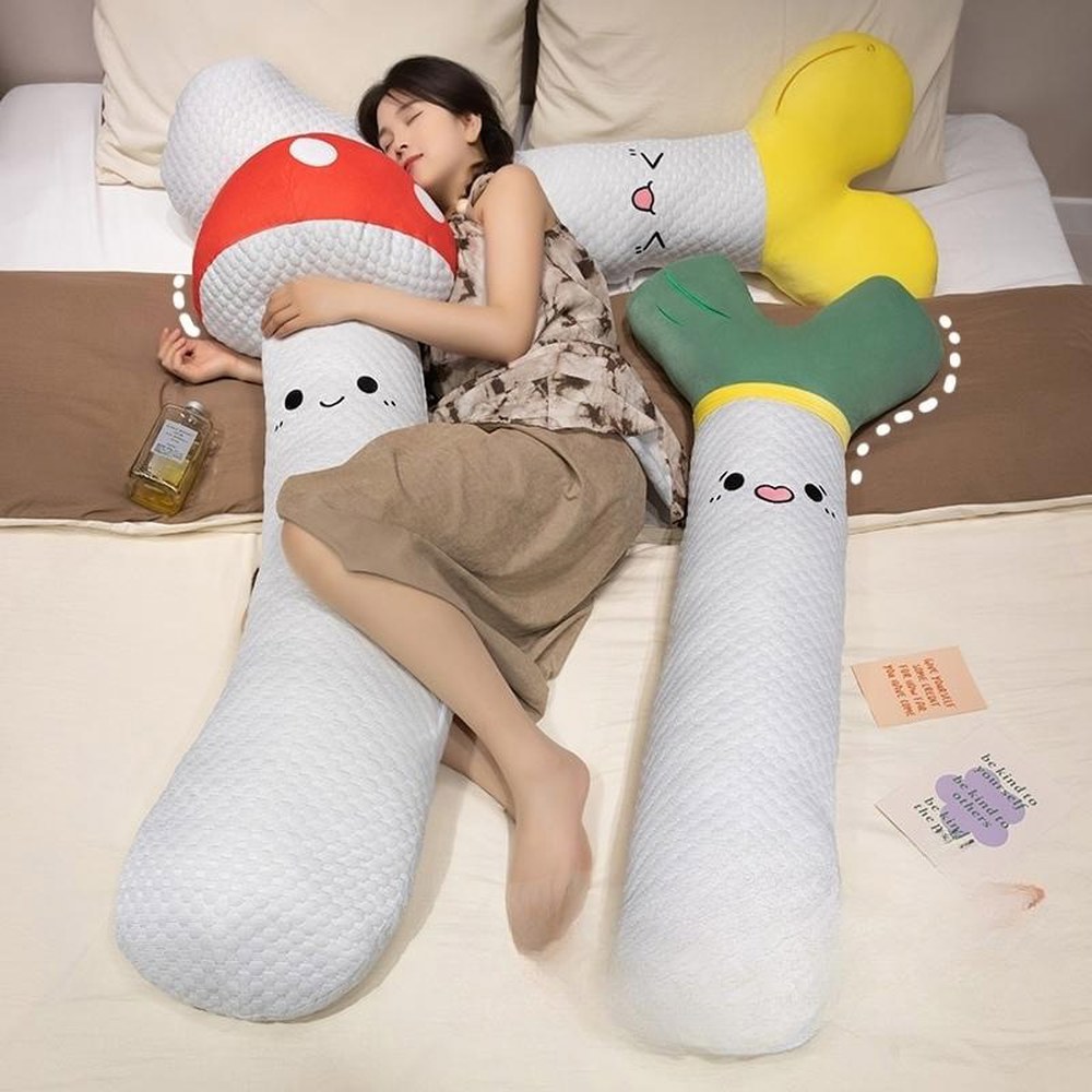 통기 70CM 쿨링 가능 롱 쿨인형 시원한 애착 쿠션 통기성 인견 버섯 야채 냉감인형 아이스 98CM 대형 세탁 분리 냉감 바디필로우 - 상세 이미지 2