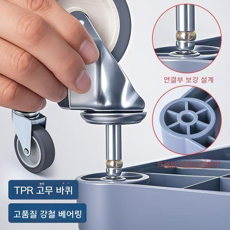 이동식 음식물 수거 카트 3단 트롤리 중형 회색 푸드 카트 - 상세 이미지 3