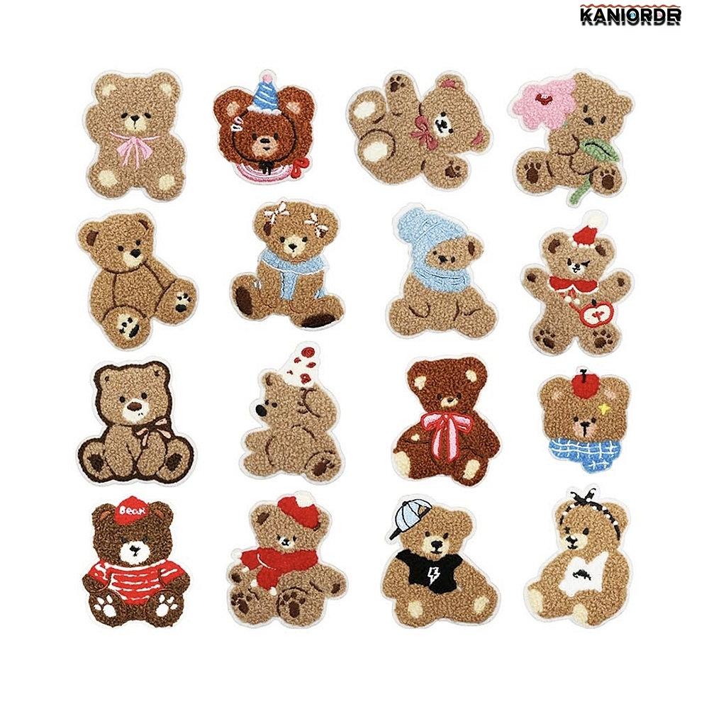 옷 와펜 곰돌이 16세트 의류 리폼 패치 에코백 꾸미기 자수 - 상품 이미지