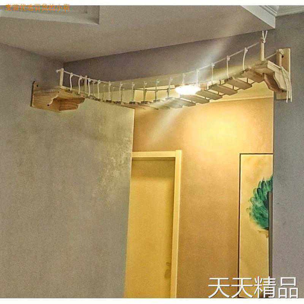 원목 고양이 다리 캣브릿지 F43 사다리 1m 접이식 3단 난간 캣타워 선반 50cm 1미터 연결다리 홀더 인테리어 F43 50cm 원목 캣브릿지 홀더 - 상세 이미지 3