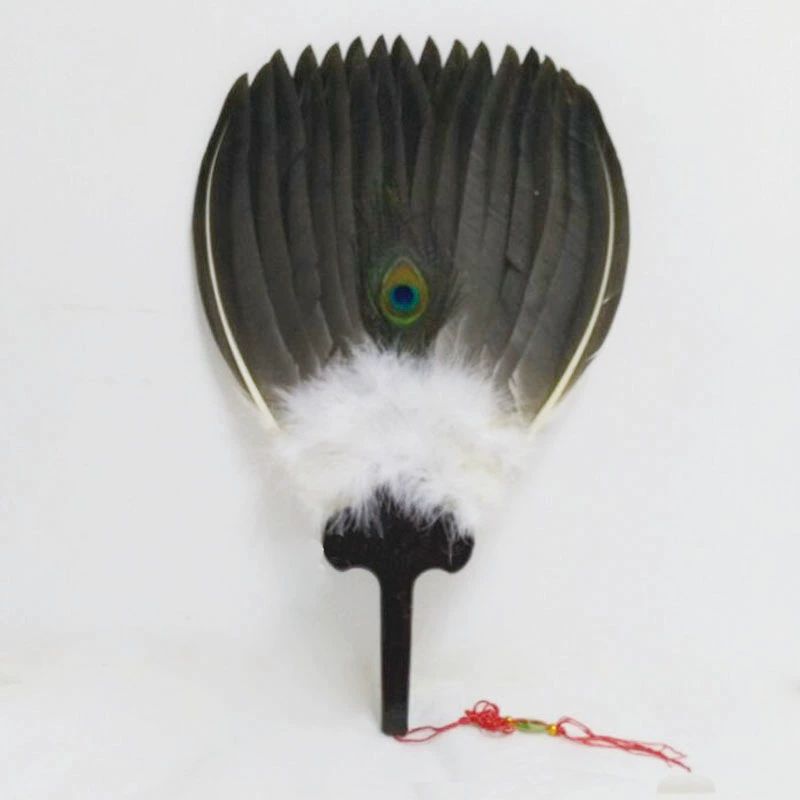 깃털 제갈량부채 땡볕 대형 A타입 소장용 복날 새털 공작 깃털 (24x43cm) - 상세 이미지 5