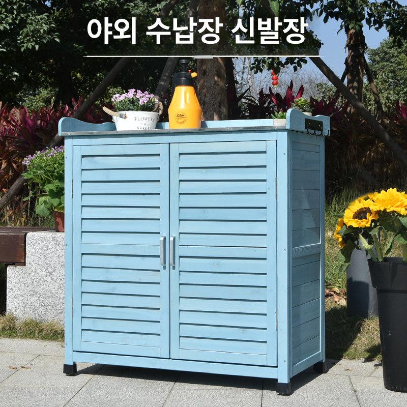 야외 조립식 수납장 실외 간이 원목 보관함 테라스 데크박스 방수 수납함 소형 창고 정리함 - 상세 이미지 2