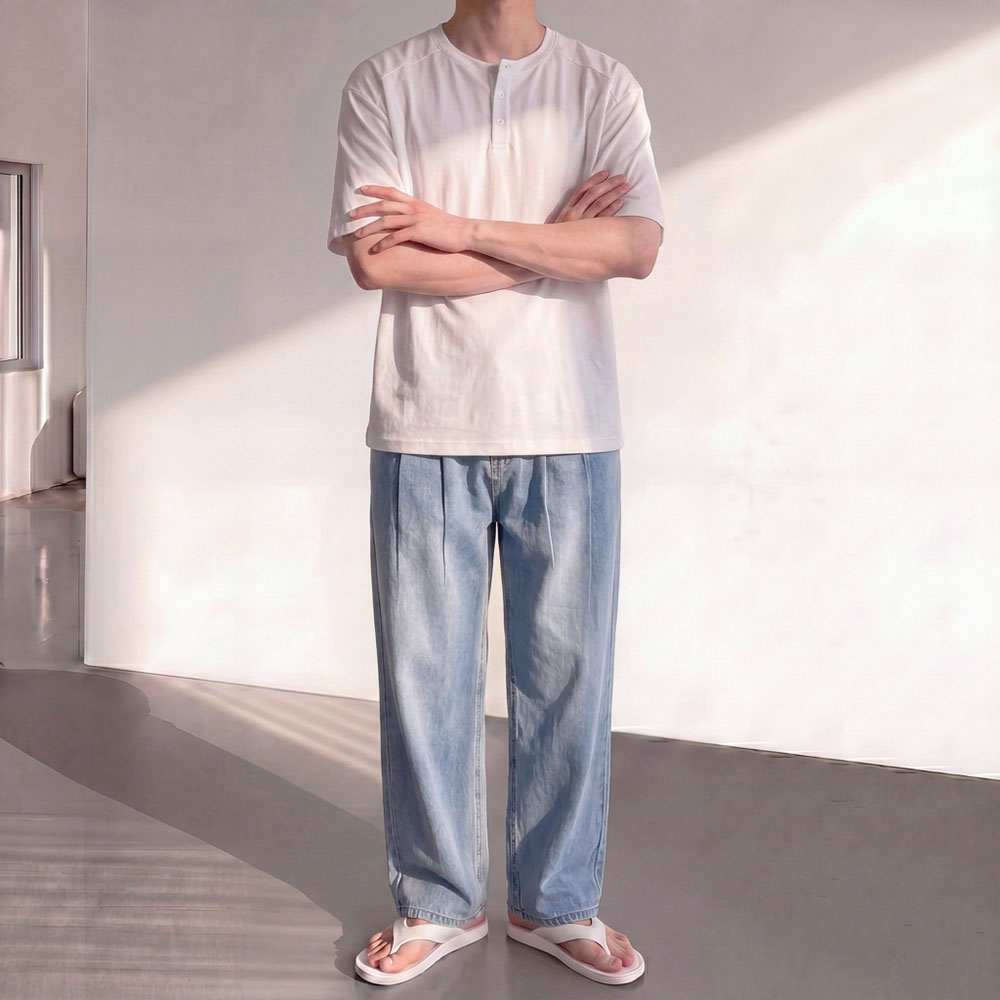 남자여름청바지 쿨진 블랙진 남자와이드청바지 이미지 8
