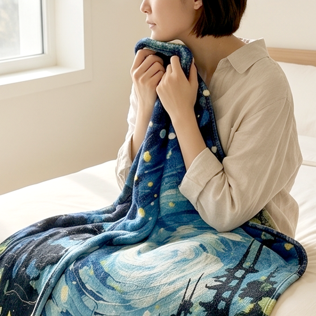 극세사 담요 사계절 여름 블랑켓 무릎담요 명화 쇼파 블랭킷 유화, 130x150cm - 상세 이미지 2