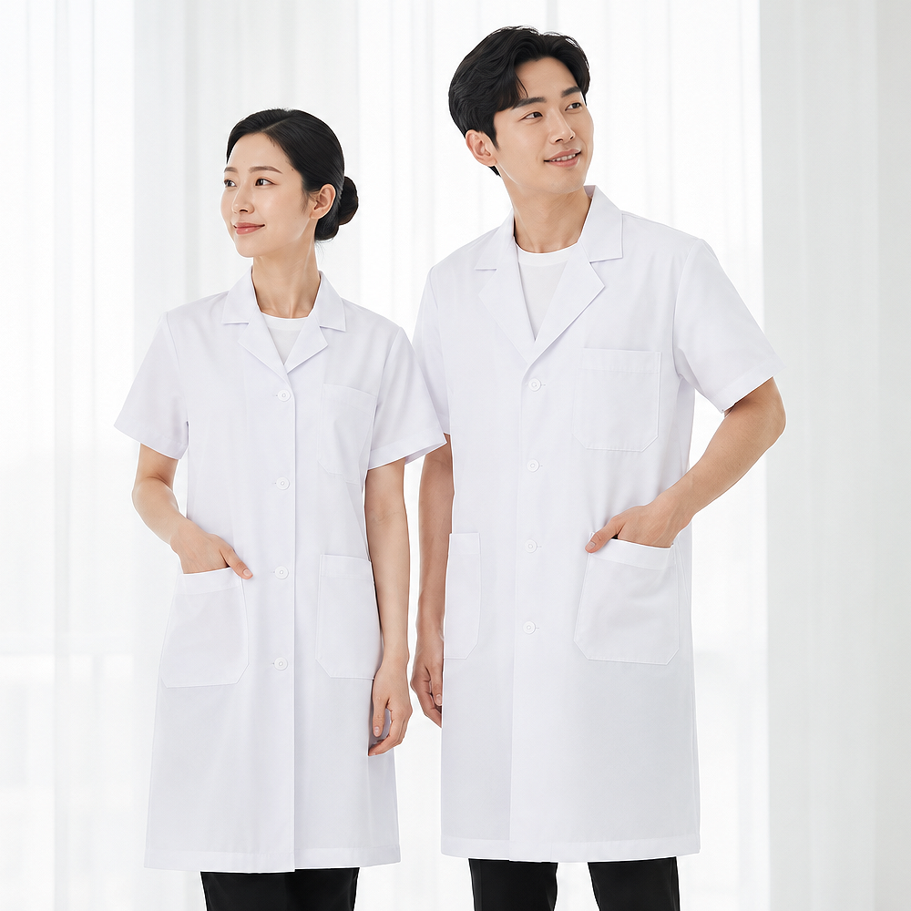 시원한 경량얇은 여름 폴리반팔 의사 약사 영양사 실험실가운 - 상세 이미지 2